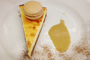 lemon cheesecake with chocolate dusting